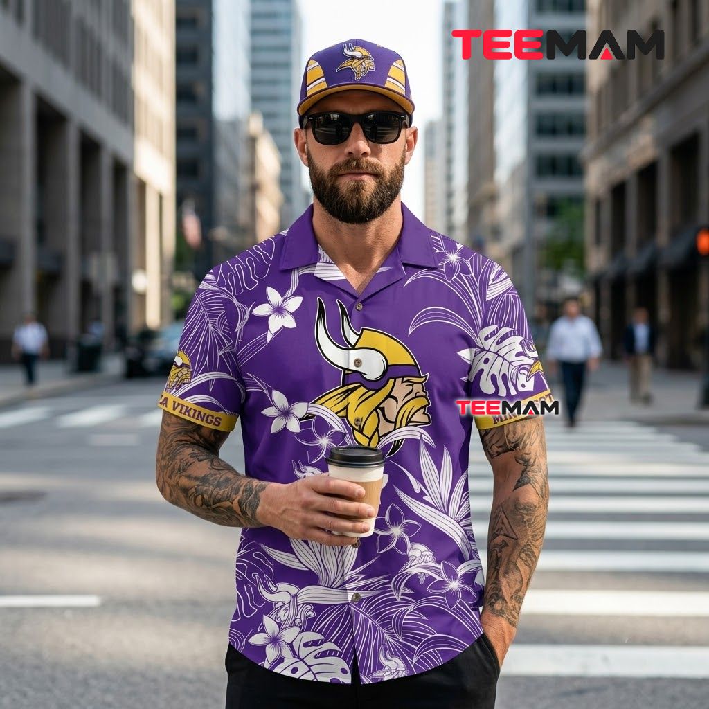 Minnesota Vikings Hawaiian Shirt White Botanical Back Minnesota Vikings Hawaiian Shirt White Botanical Back