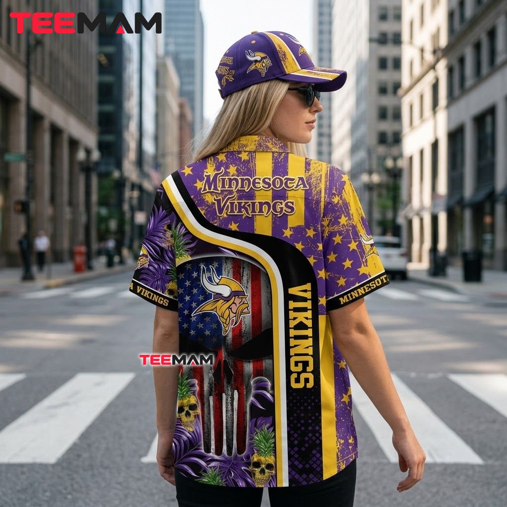 Minnesota Vikings Tropical Shirt American Flag Version 3 Minnesota Vikings Tropical Shirt American Flag Version 3