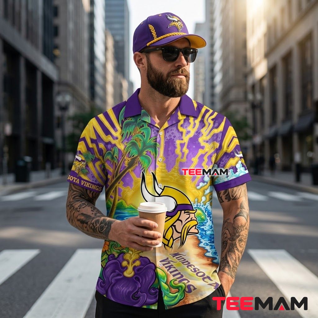 Minnesota Vikings Tropical Shirt Lightning Beach Back Minnesota Vikings Tropical Shirt Lightning Beach Back
