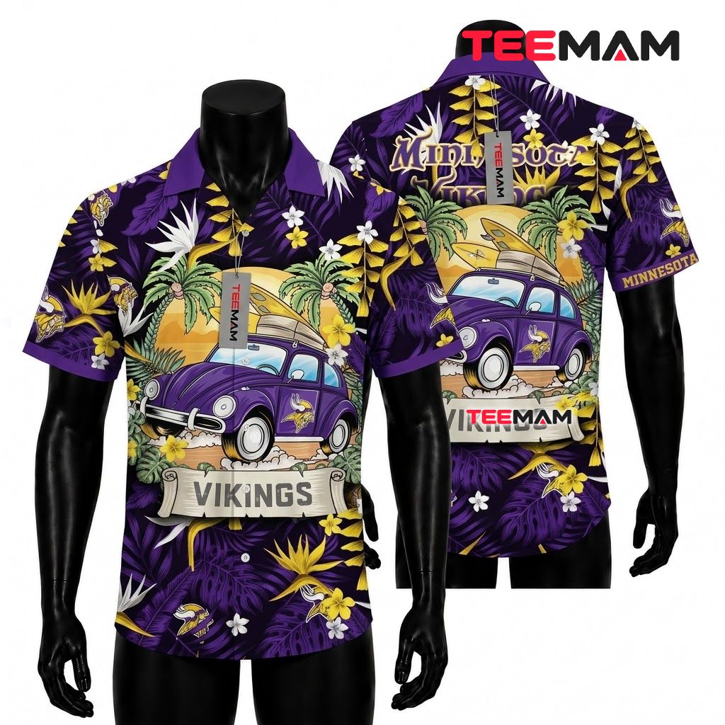 Minnesota Vikings Tropical Shirt Surf Car Front