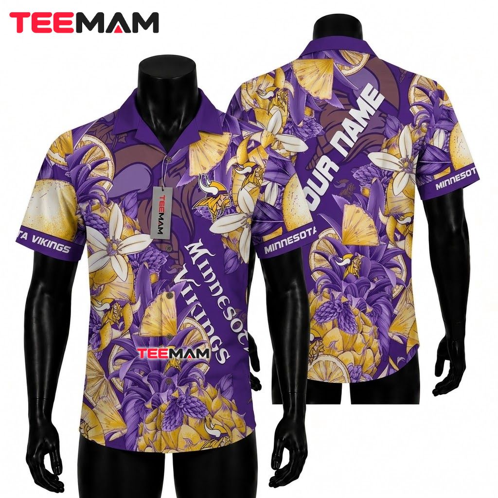 Minnesota Vikings Tropical Shirt Tropical Floral Front