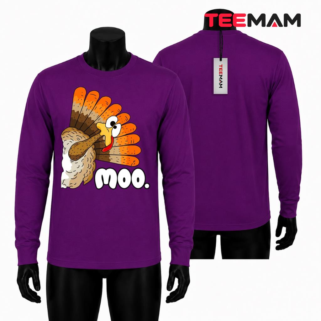 Moo Peeking Turkey Thanksgiving Long Sleeve Funny Thanksgiving Moo Peeking Turkey Thanksgiving Long Sleeve Funny Thanksgiving