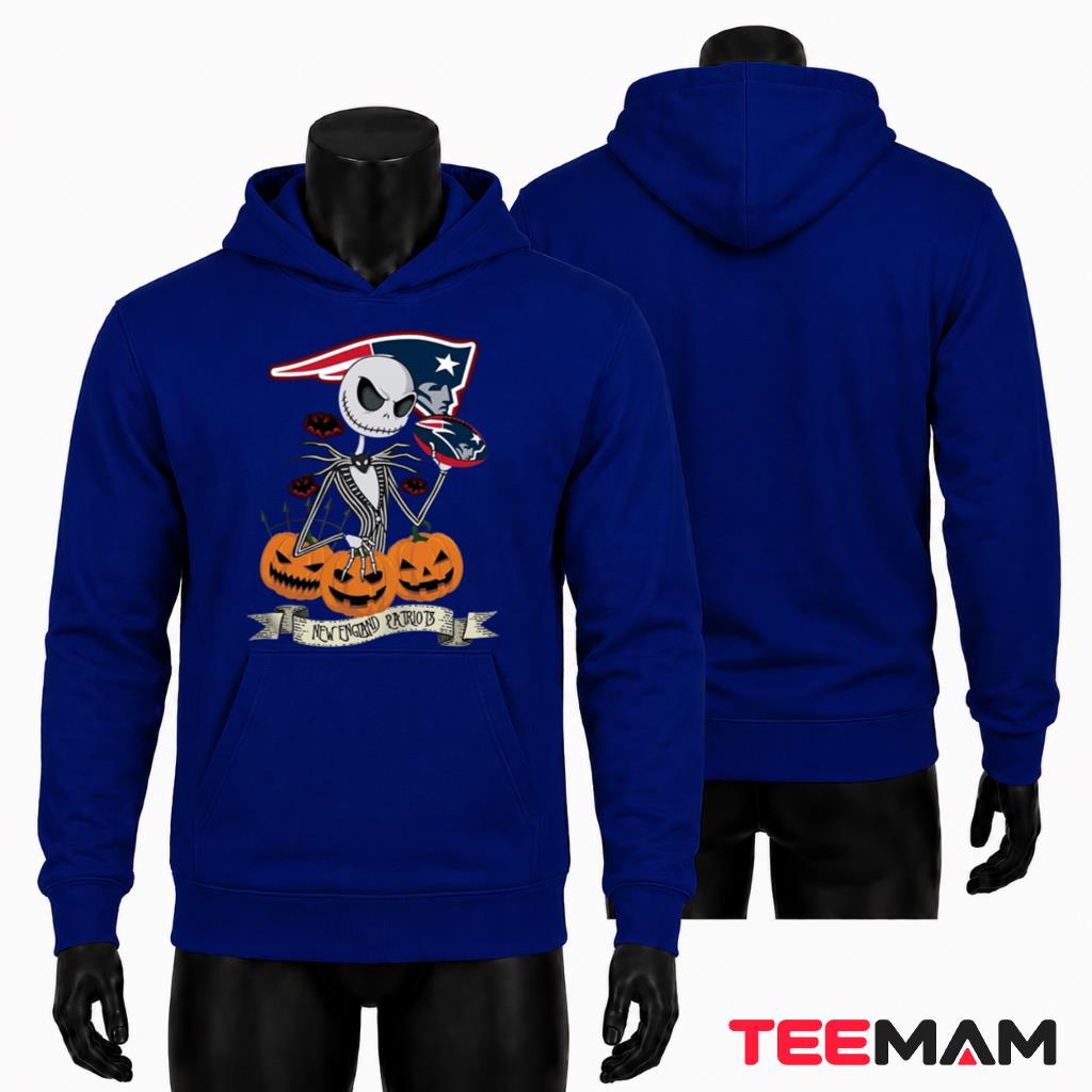 New England Patriots Halloween Hoodie Jack Skellington Pumpkin New England Patriots Halloween Hoodie Jack Skellington Pumpkin
