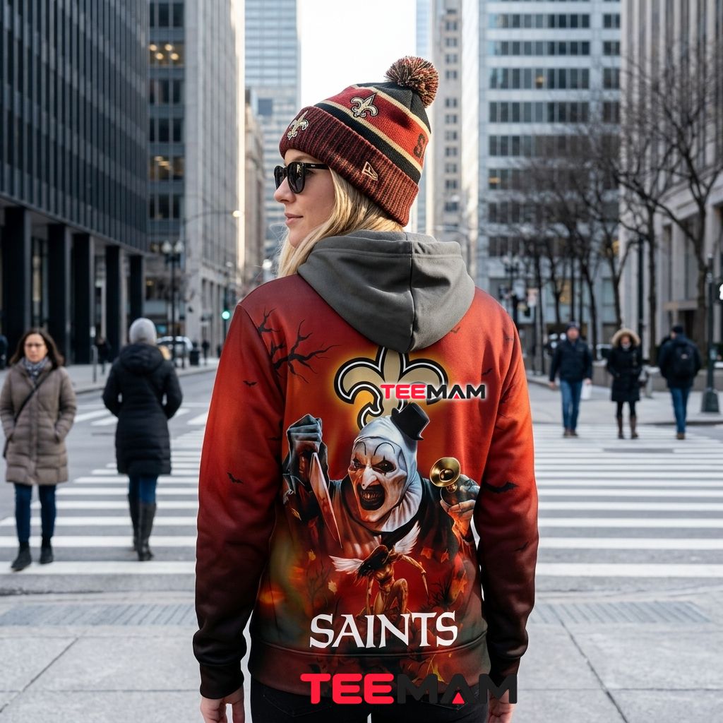 New Orleans Saints 3D Hoodie Evil Clown Halloween Version 3 New Orleans Saints 3D Hoodie Evil Clown Halloween Version 3
