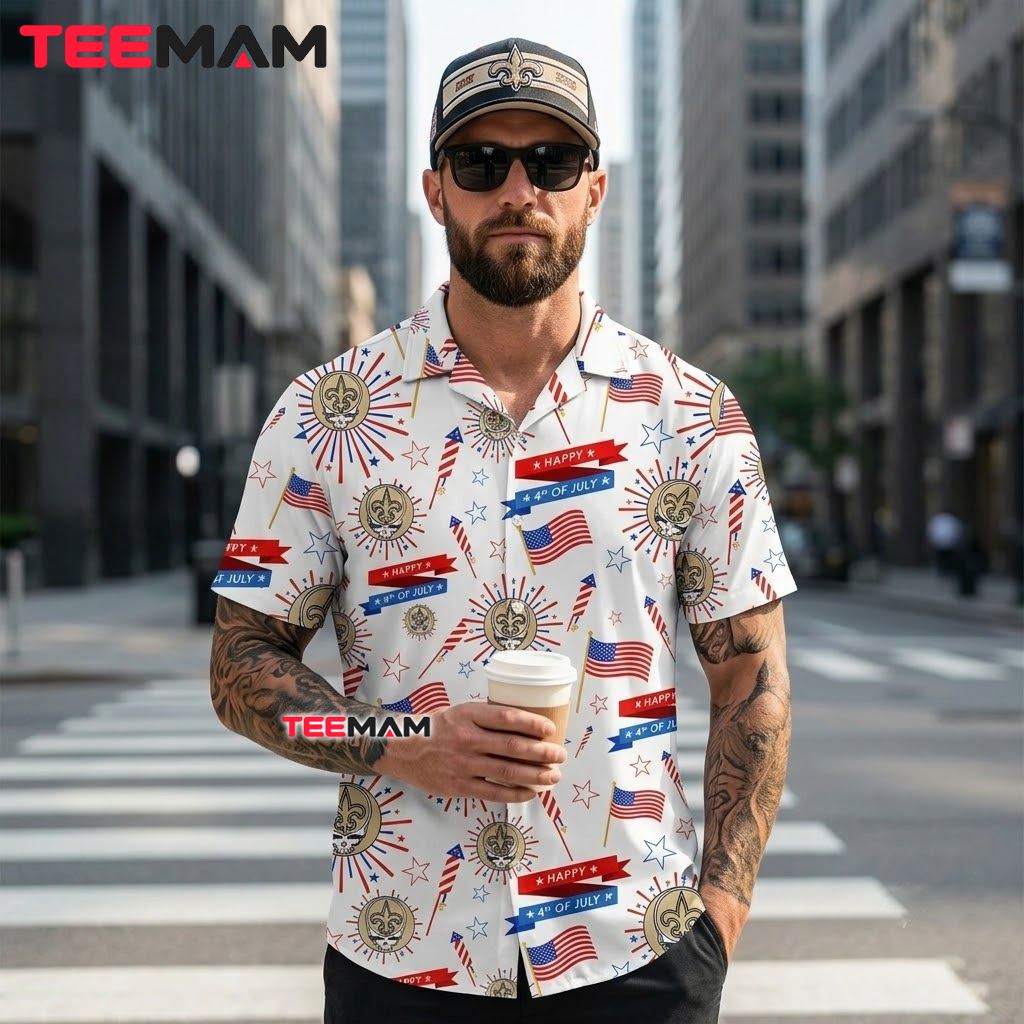 New Orleans Saints Aloha Shirt 4th Of July Back New Orleans Saints Aloha Shirt 4th Of July Back