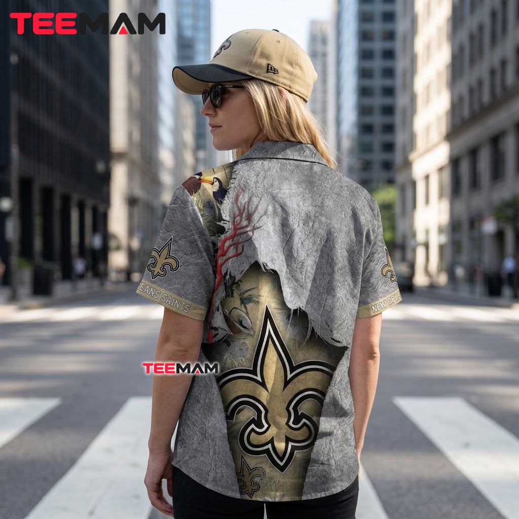 New Orleans Saints Aloha Shirt Toucan Torn Version 3 New Orleans Saints Aloha Shirt Toucan Torn Version 3