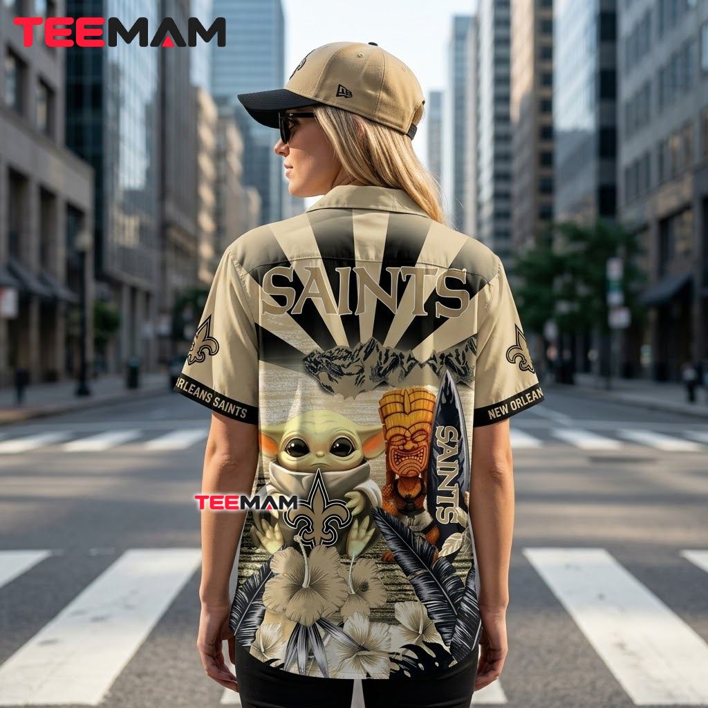 New Orleans Saints Hawaiian Shirt Baby Yoda Tiki Version 3 New Orleans Saints Hawaiian Shirt Baby Yoda Tiki Version 3