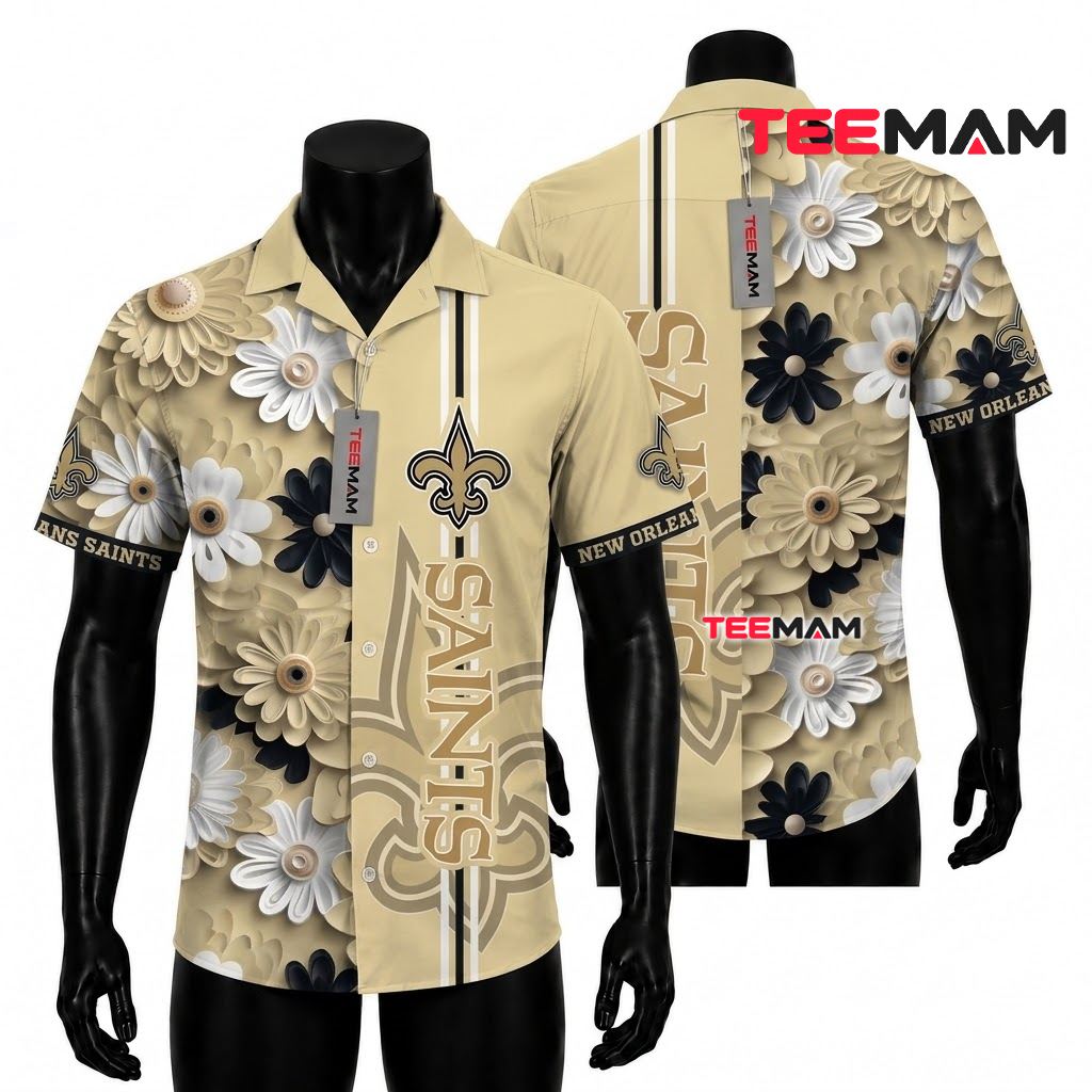 New Orleans Saints Hawaiian Shirt Daisy 3D Front