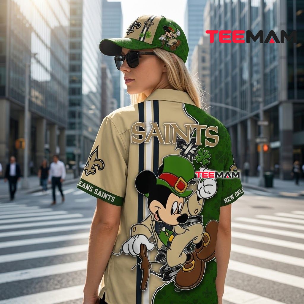 New Orleans Saints Hawaiian Shirt Mickey St Patrick Version 3 New Orleans Saints Hawaiian Shirt Mickey St Patrick Version 3