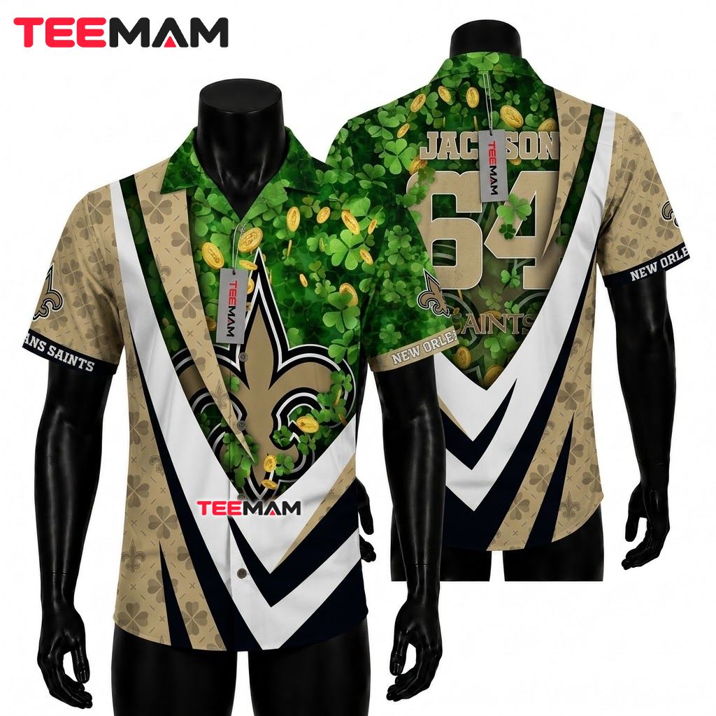 New Orleans Saints Hawaiian Shirt Plumeria Gold New Orleans Saints Hawaiian Shirt Plumeria Gold