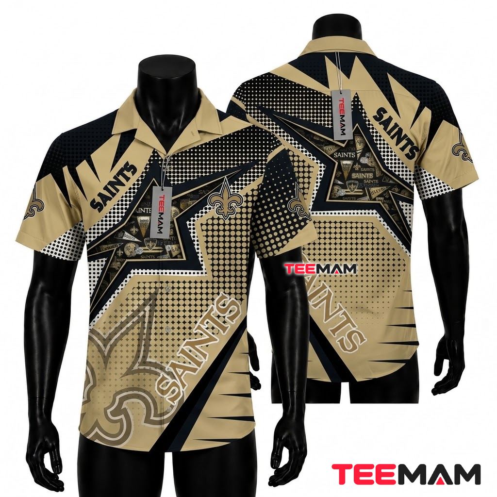 New Orleans Saints Tropical Shirt Cream Floral