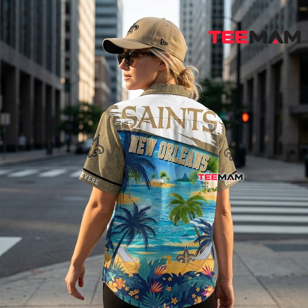 New Orleans Saints Hawaiian Shirt Tropical Island Beach Version 3 New Orleans Saints Hawaiian Shirt Tropical Island Beach Version 3