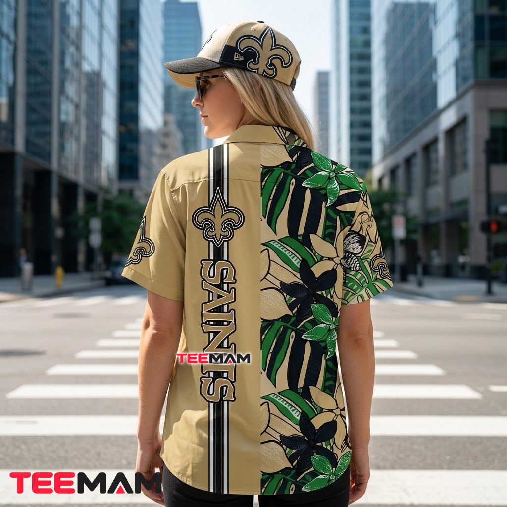 New Orleans Saints Tropical Shirt Orchid Leaf Version 3 New Orleans Saints Tropical Shirt Orchid Leaf Version 3