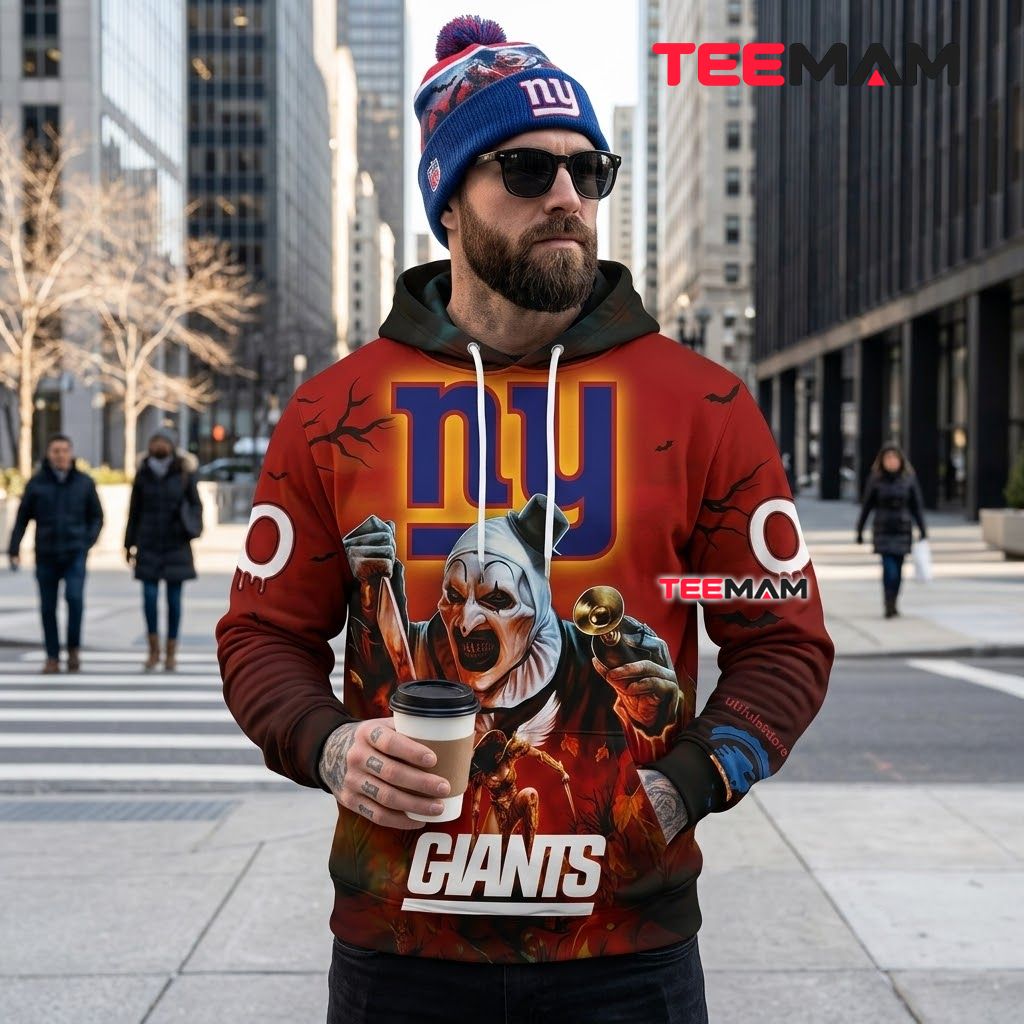 New York Giants 3D Hoodie Art The Clown Halloween Back New York Giants 3D Hoodie Art The Clown Halloween Back