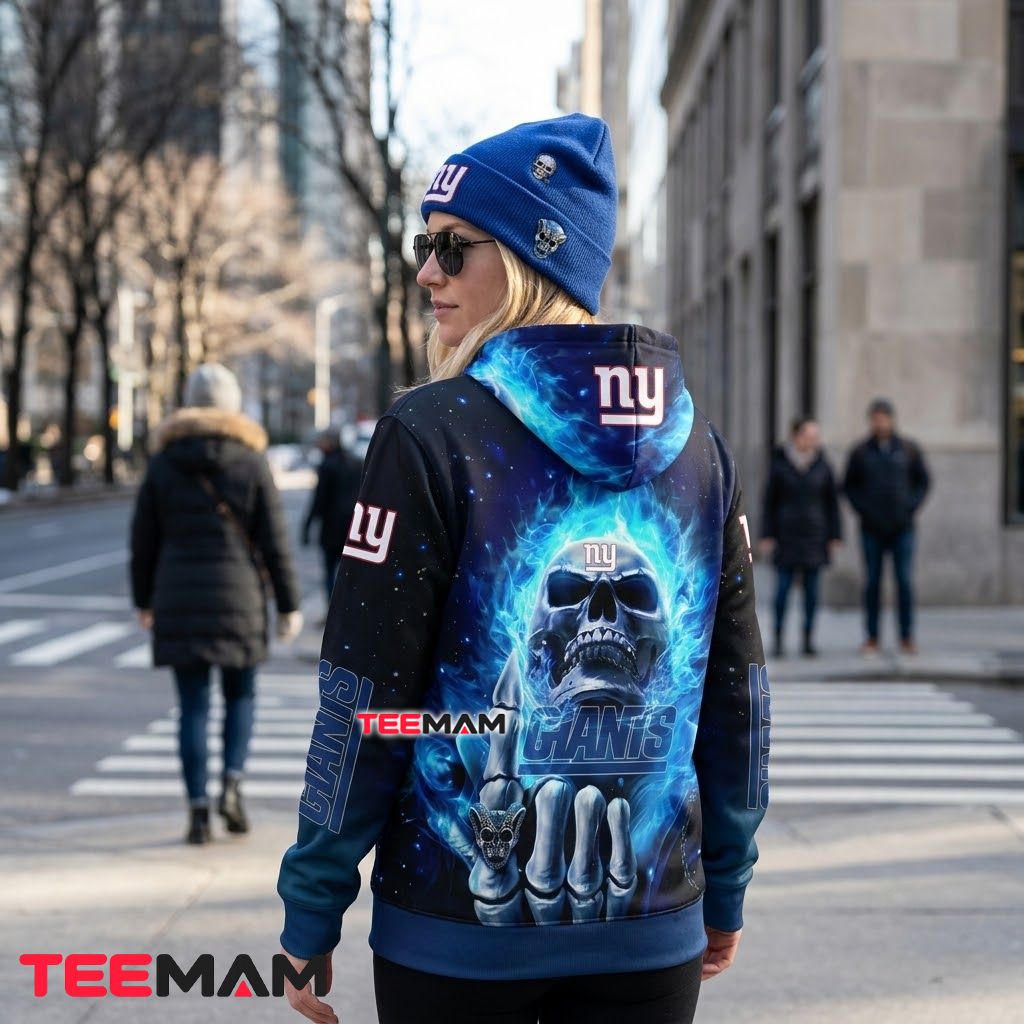 New York Giants 3D Hoodie Blue Flame Skull Rock Version 3 New York Giants 3D Hoodie Blue Flame Skull Rock Version 3