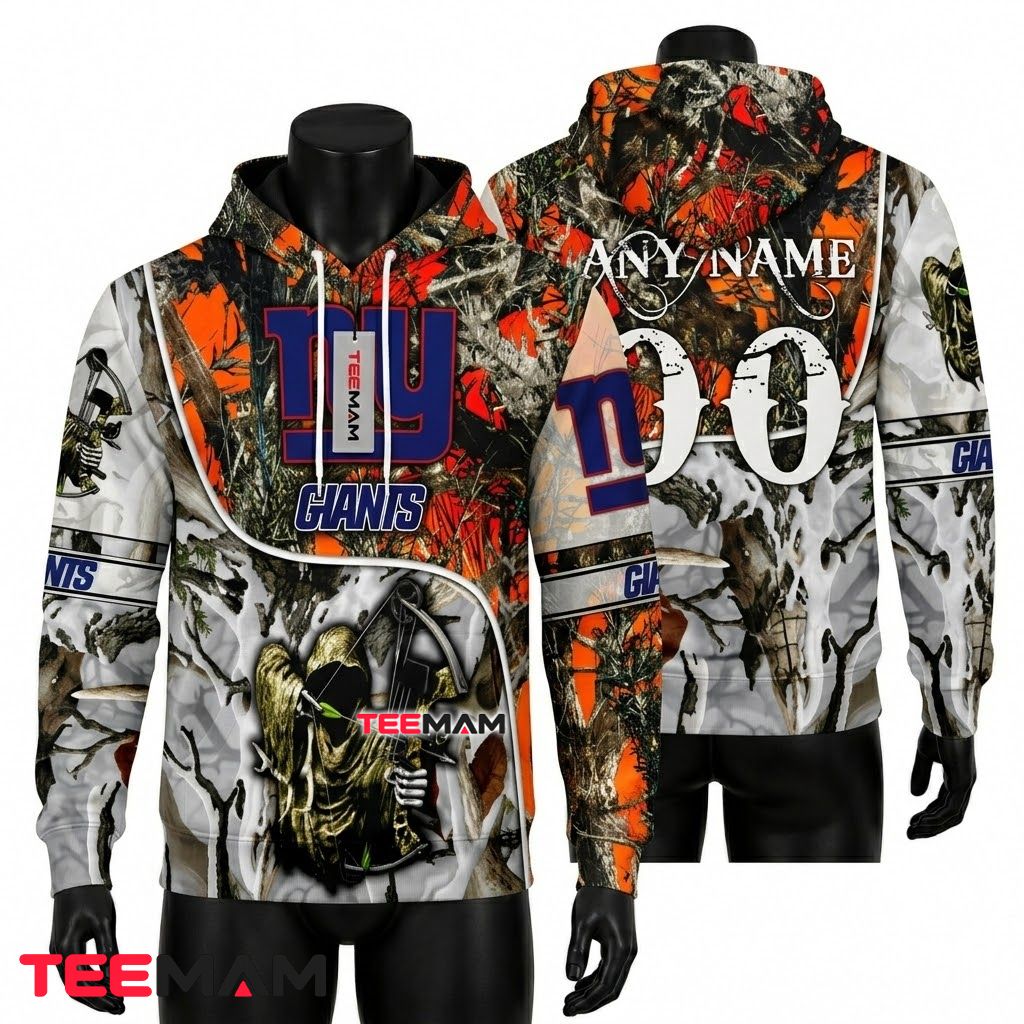 New York Giants 3D Hoodie Bow Hunter Skull Camo Front