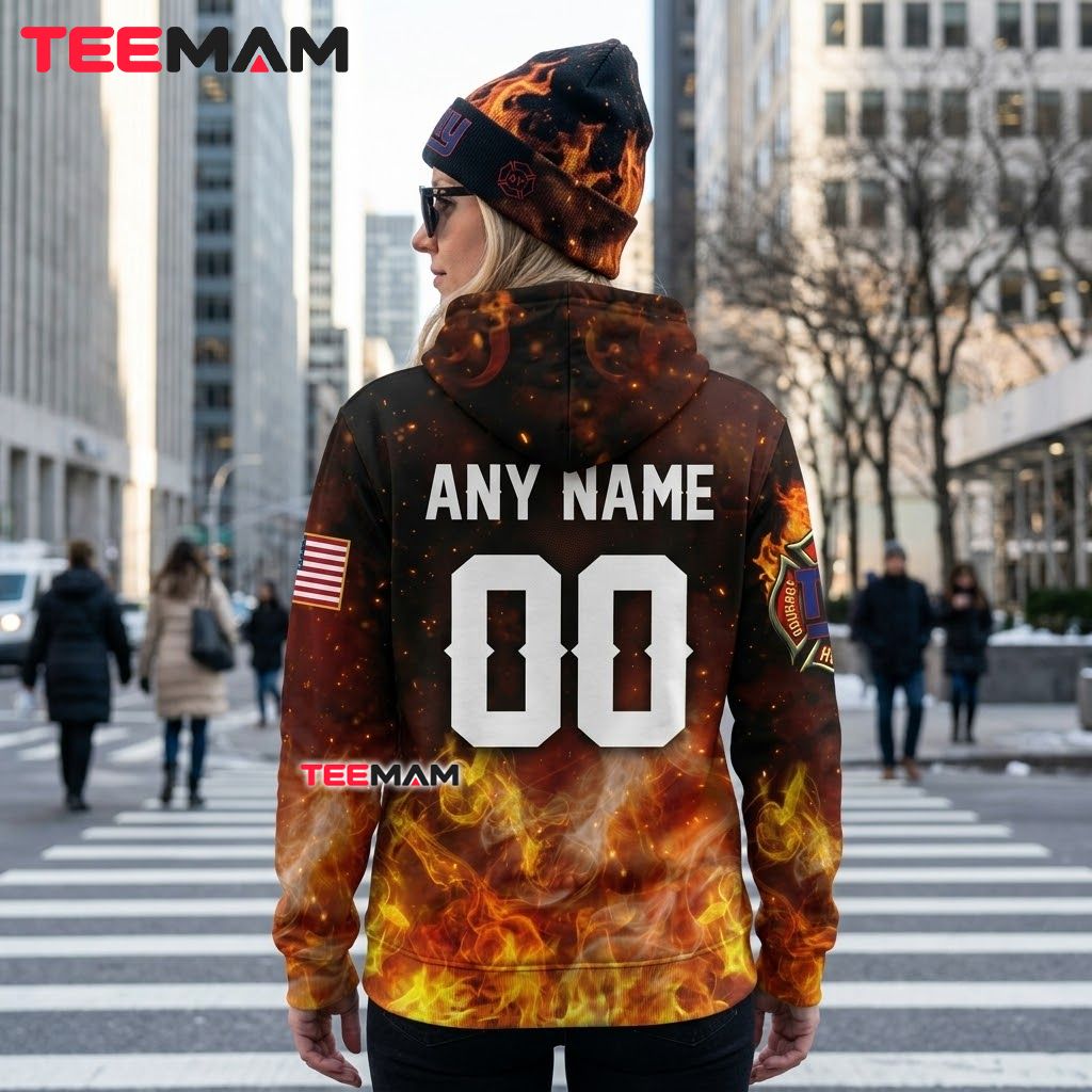 New York Giants 3D Hoodie Firefighter Flame Rescue Badge Version 3 New York Giants 3D Hoodie Firefighter Flame Rescue Badge Version 3