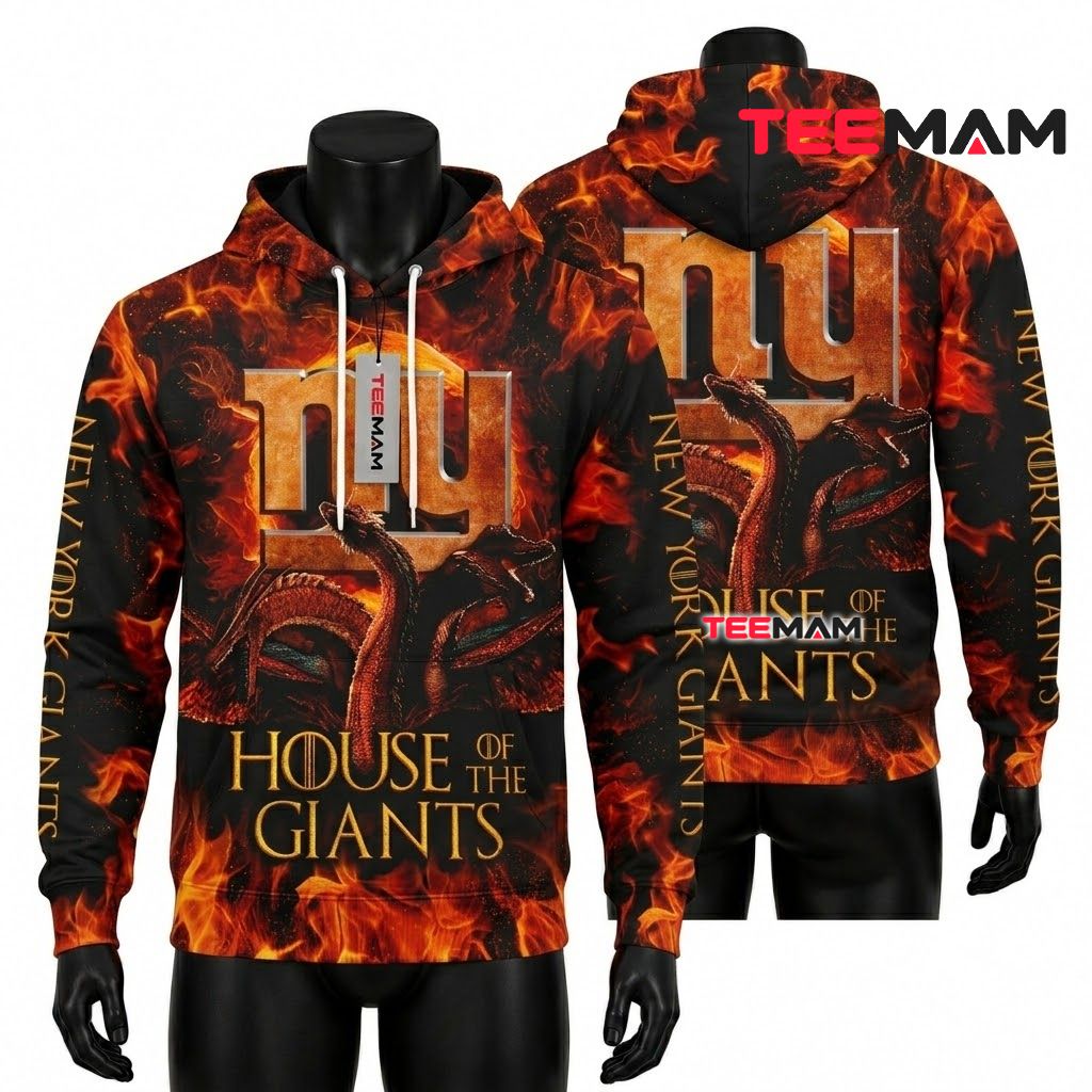New York Giants 3D Hoodie House Of Fire Dragon Front