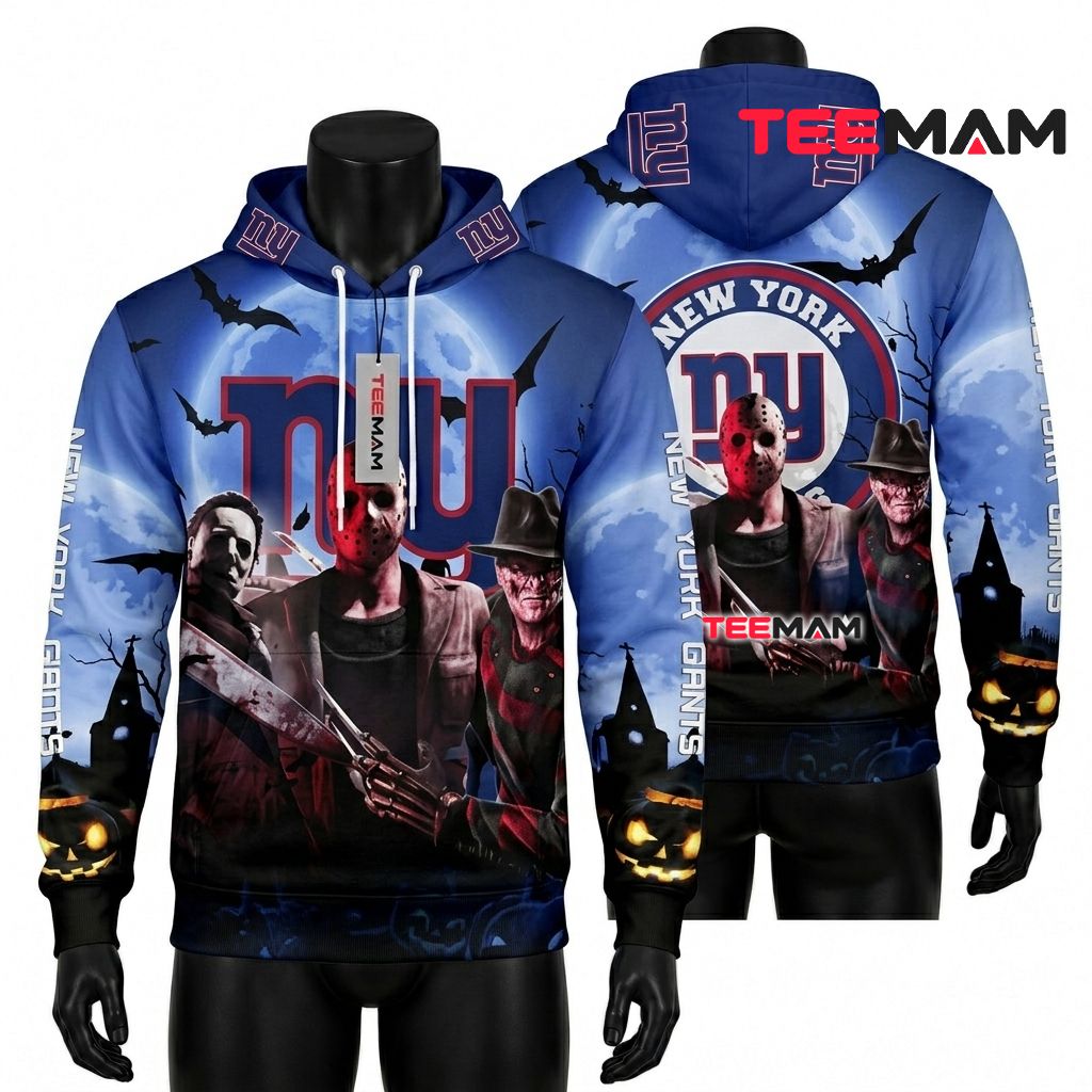 New York Giants 3D Hoodie Jason Freddy Michael Myers Halloween Front