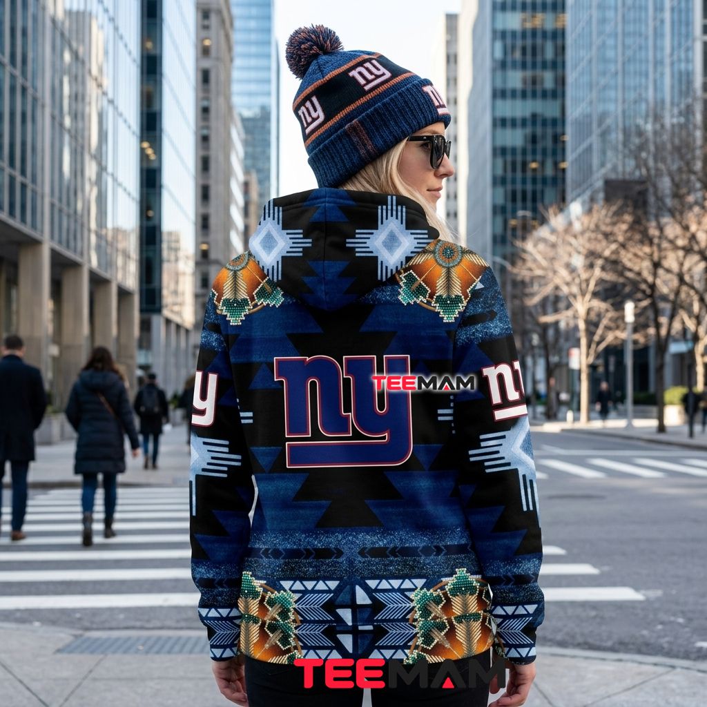 New York Giants 3D Hoodie Native American Aztec Pattern Version 3 New York Giants 3D Hoodie Native American Aztec Pattern Version 3
