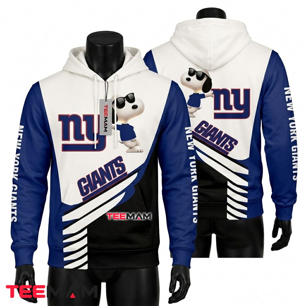 New York Giants 3D Hoodie Snoopy Cool Sunglasses Front