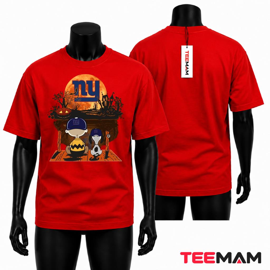 New York Giants Halloween T-Shirt Charlie Brown Snoopy
