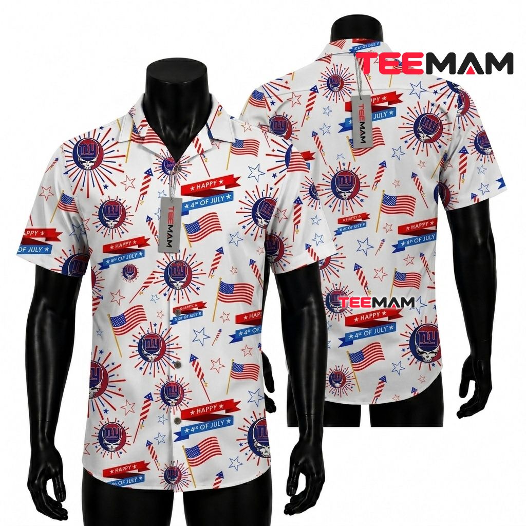 New York Giants Hawaiian Shirt 4th Of July Front