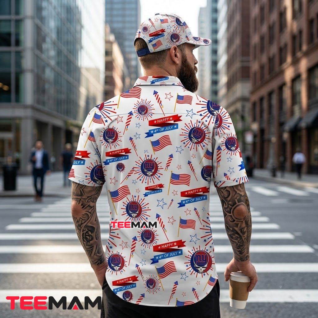 New York Giants Hawaiian Shirt 4th Of July Version 3 New York Giants Hawaiian Shirt 4th Of July Version 3