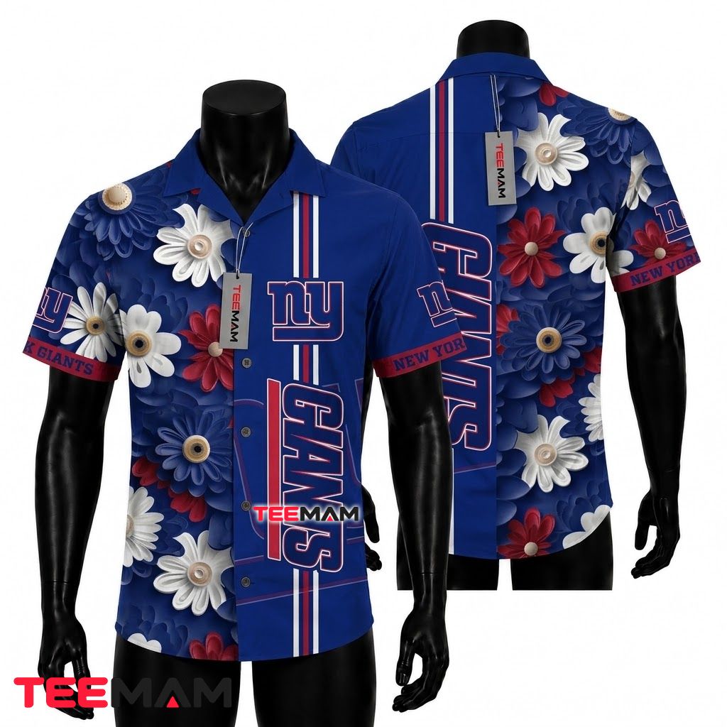 New York Giants Hawaiian Shirt Colorful Daisy Front