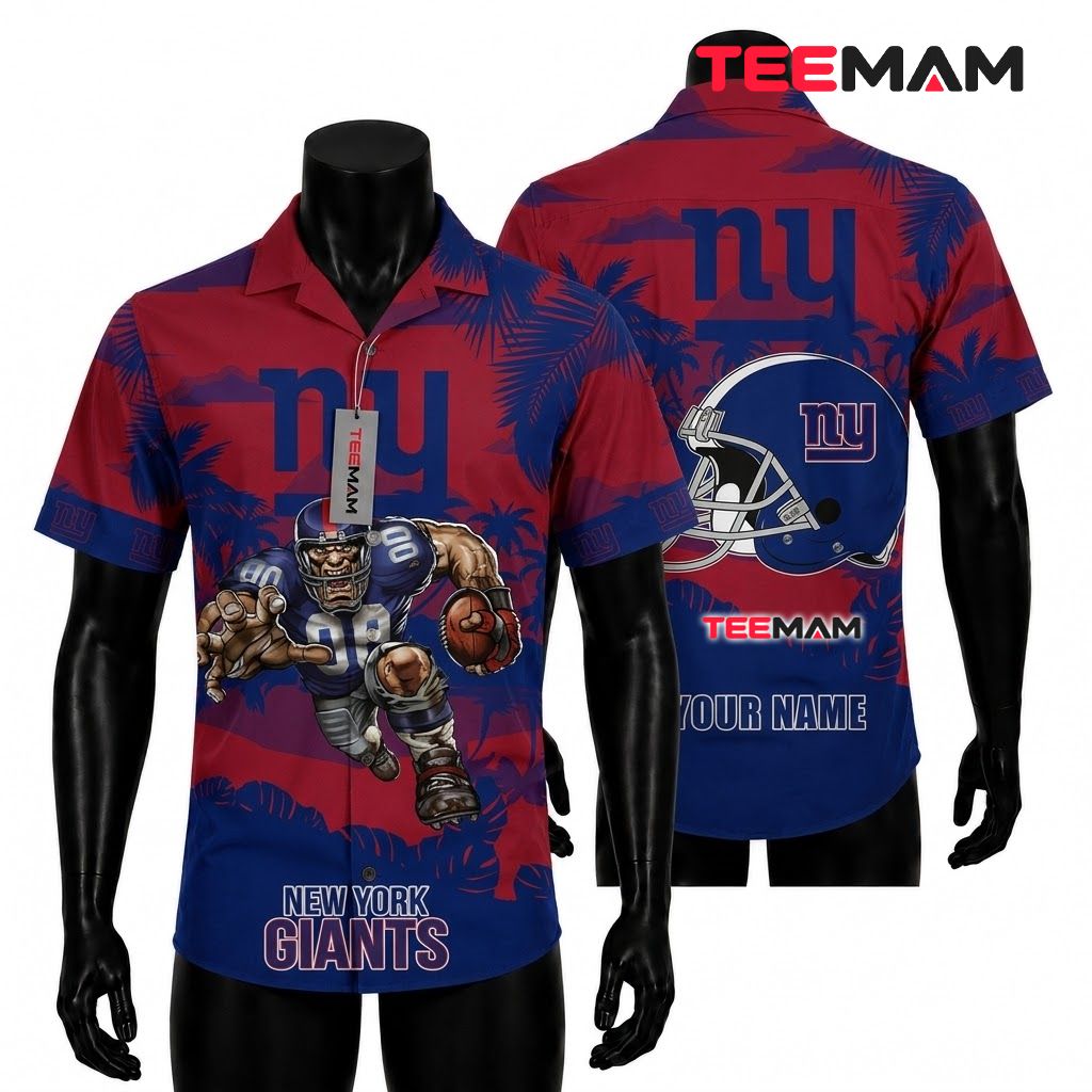 New York Giants Hawaiian Shirt Custom Name Mascot Front