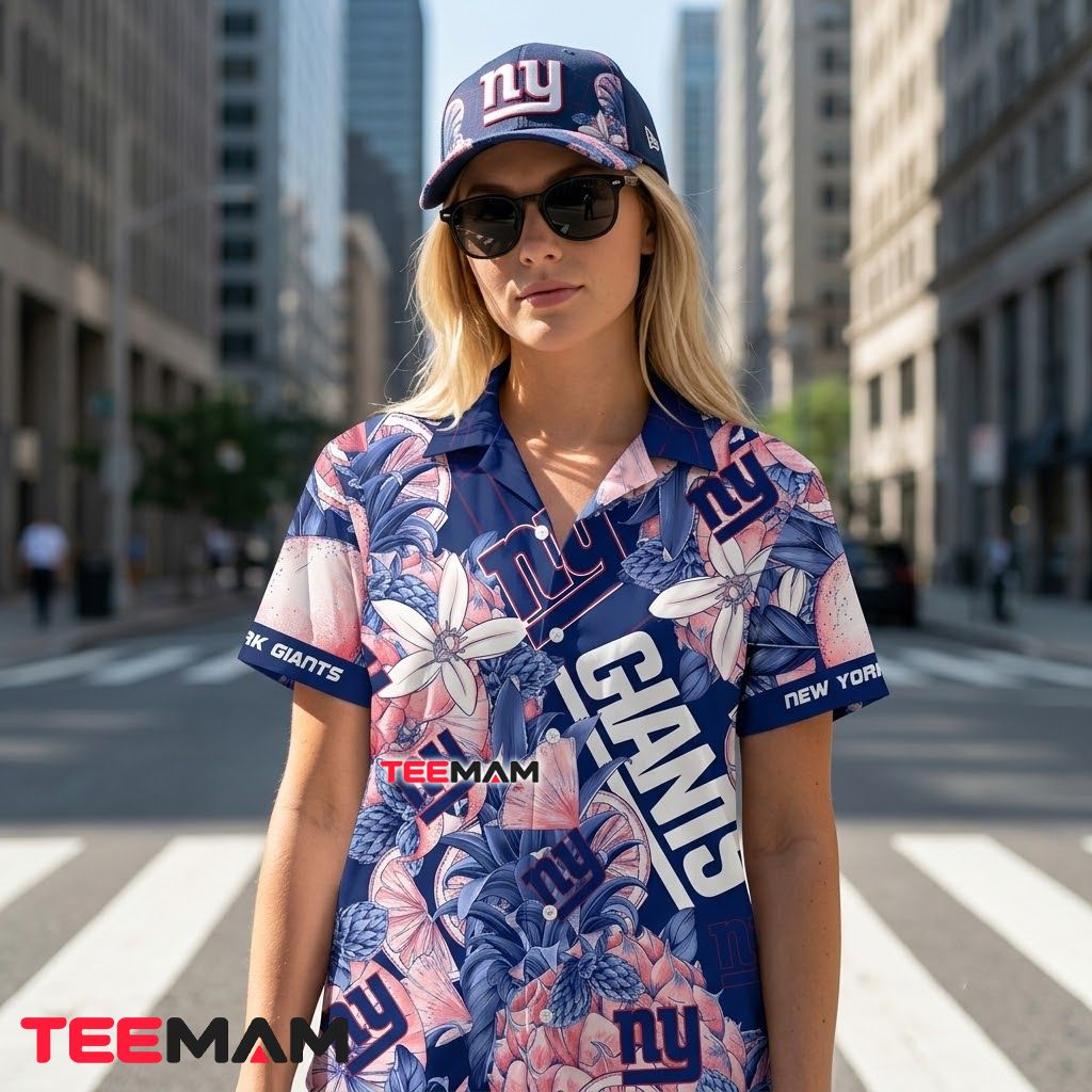 New York Giants Hawaiian Shirt Custom Name Pineapple Beach Back New York Giants Hawaiian Shirt Custom Name Pineapple Beach Back