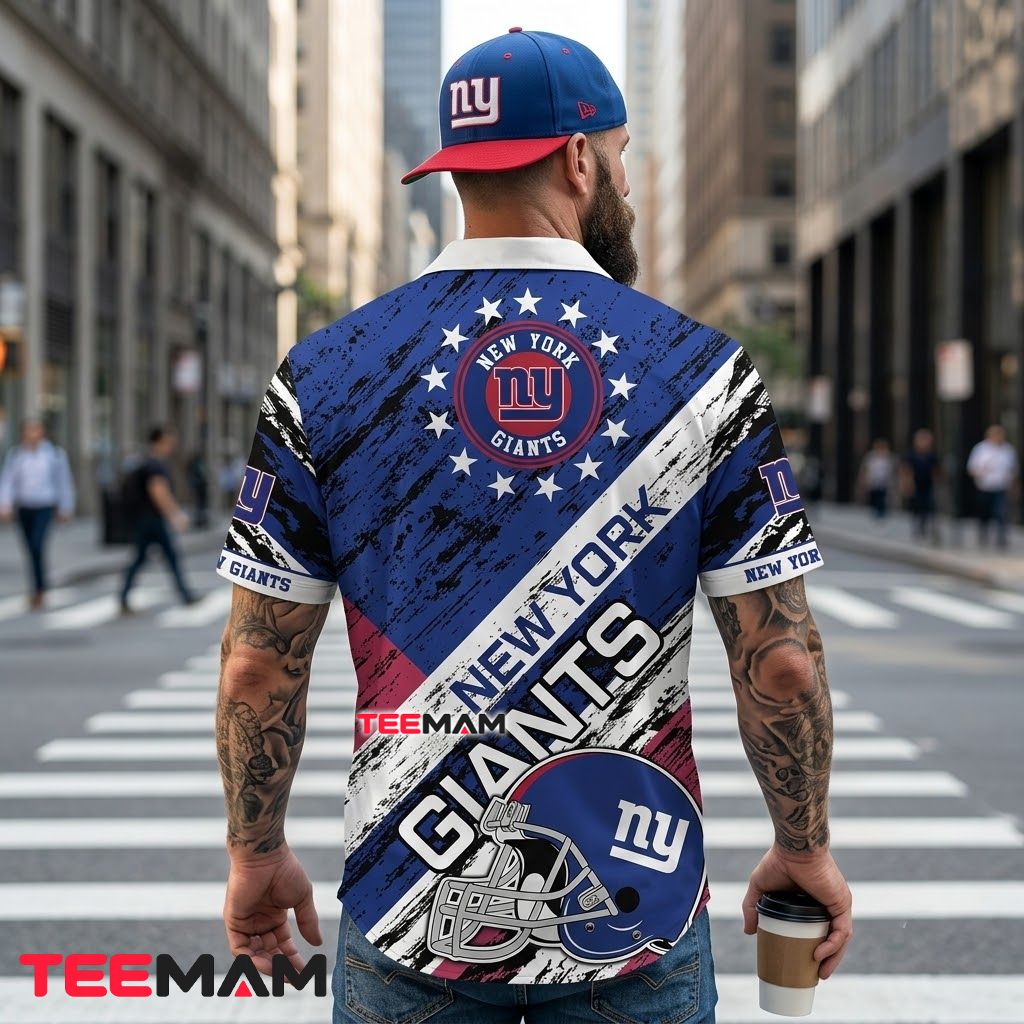 New York Giants Hawaiian Shirt Helmet Stars Version 3 New York Giants Hawaiian Shirt Helmet Stars Version 3
