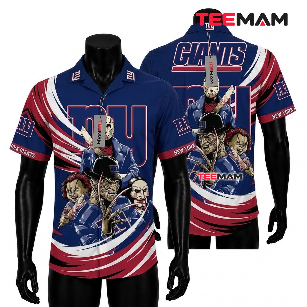 New York Giants Hawaiian Shirt Horror Characters Front