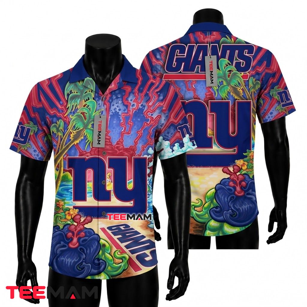 New York Giants Hawaiian Shirt Psychedelic Paradise Front