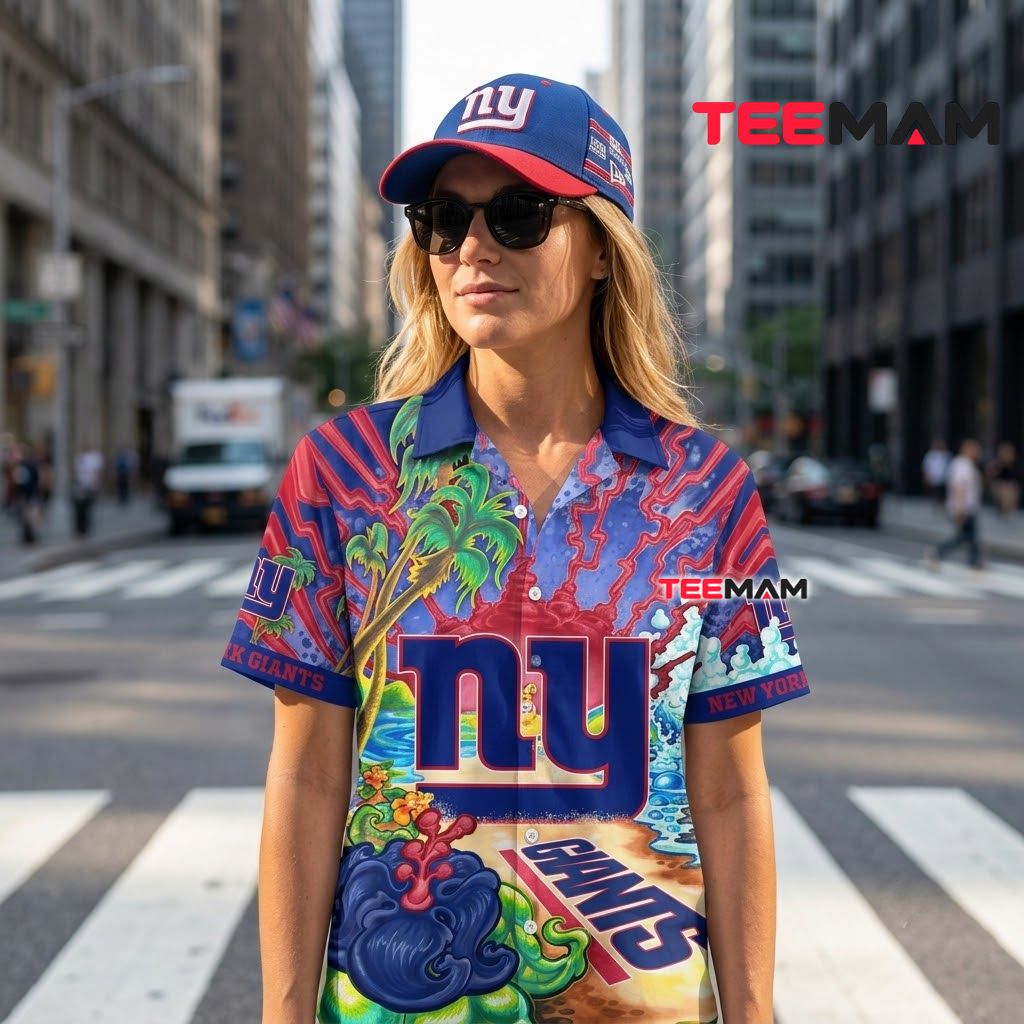 New York Giants Hawaiian Shirt Psychedelic Paradise Back New York Giants Hawaiian Shirt Psychedelic Paradise Back
