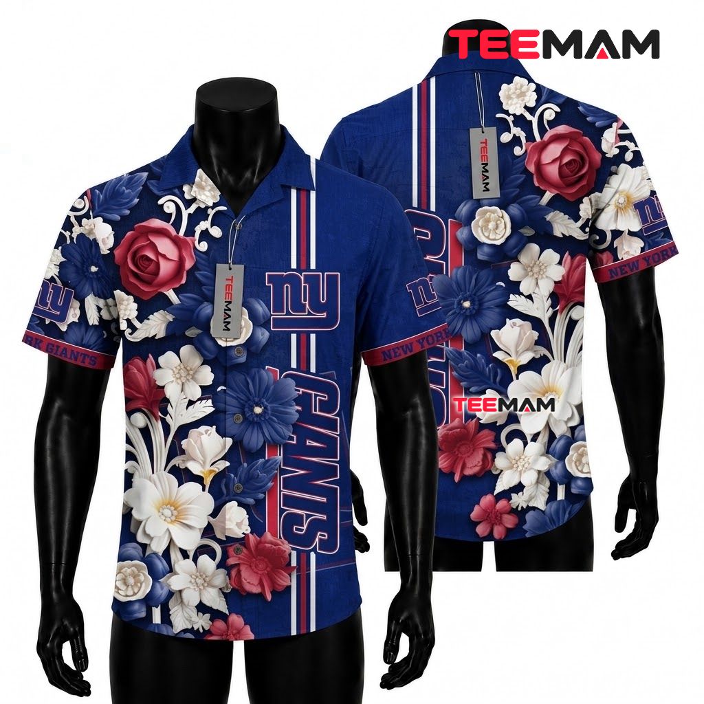 New York Giants Hawaiian Shirt Rose Garden Front