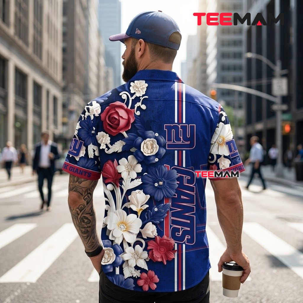 New York Giants Hawaiian Shirt Rose Garden Version 3 New York Giants Hawaiian Shirt Rose Garden Version 3