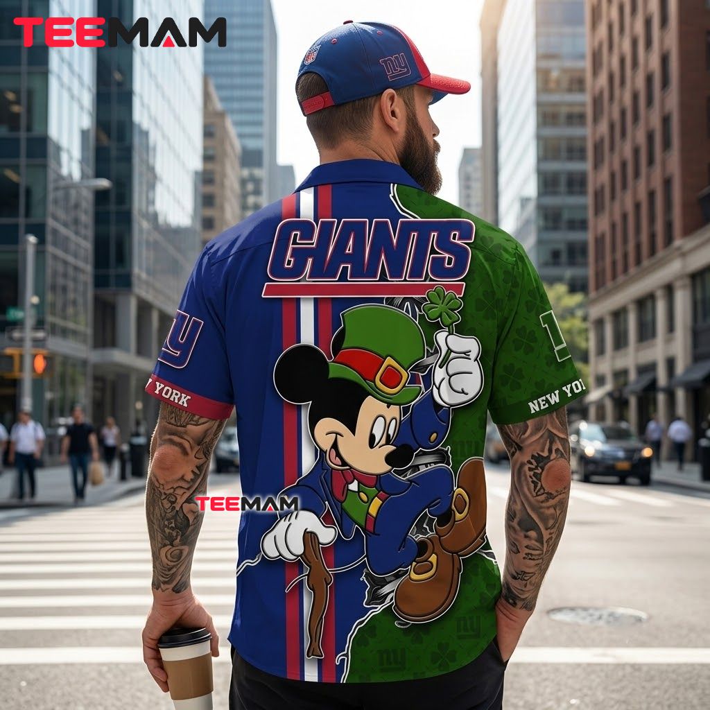 New York Giants Hawaiian Shirt St Patrick Mickey Mouse Version 3 New York Giants Hawaiian Shirt St Patrick Mickey Mouse Version 3