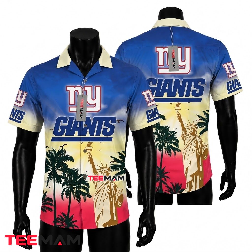 New York Giants Hawaiian Shirt Statue Of Liberty Front