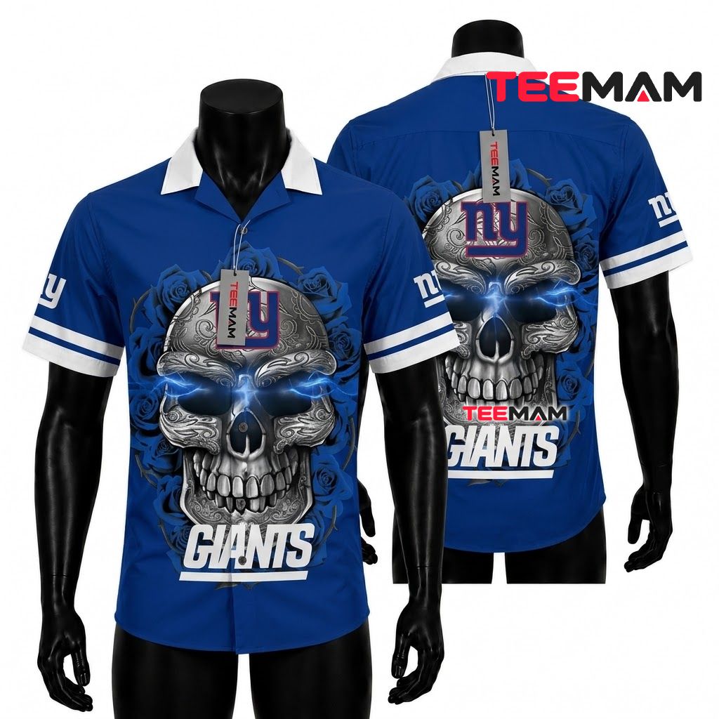 New York Giants Hawaiian Shirt Sugar Skull Front