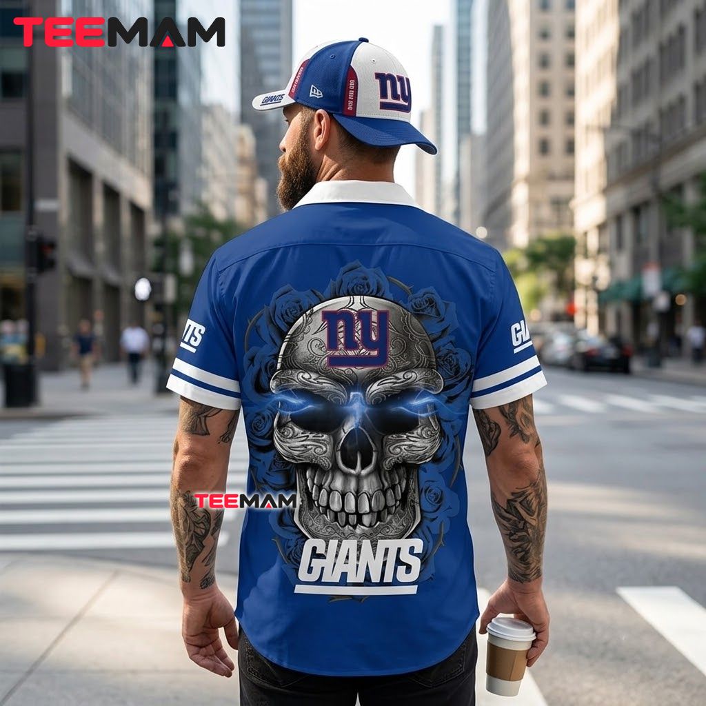 New York Giants Hawaiian Shirt Sugar Skull Version 3 New York Giants Hawaiian Shirt Sugar Skull Version 3