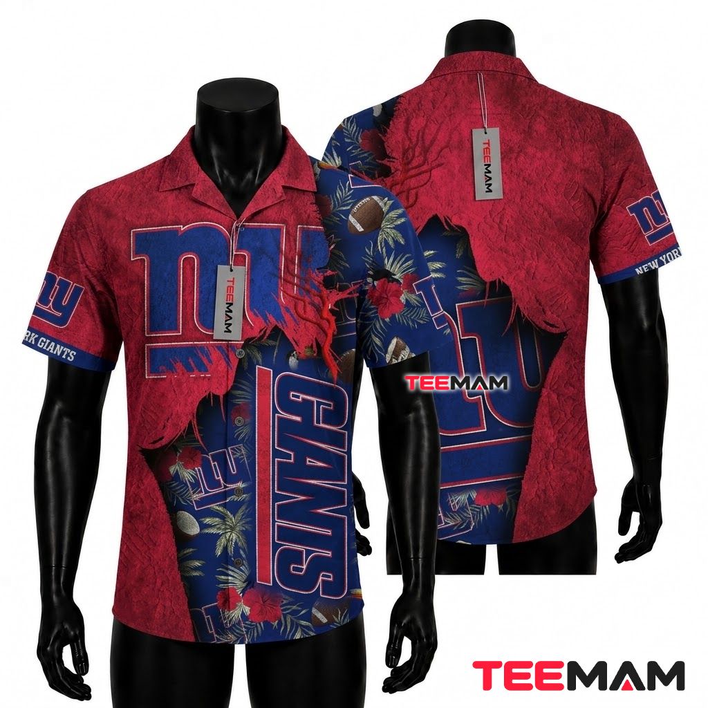 New York Giants Hawaiian Shirt Sugar Skull New York Giants Hawaiian Shirt Sugar Skull