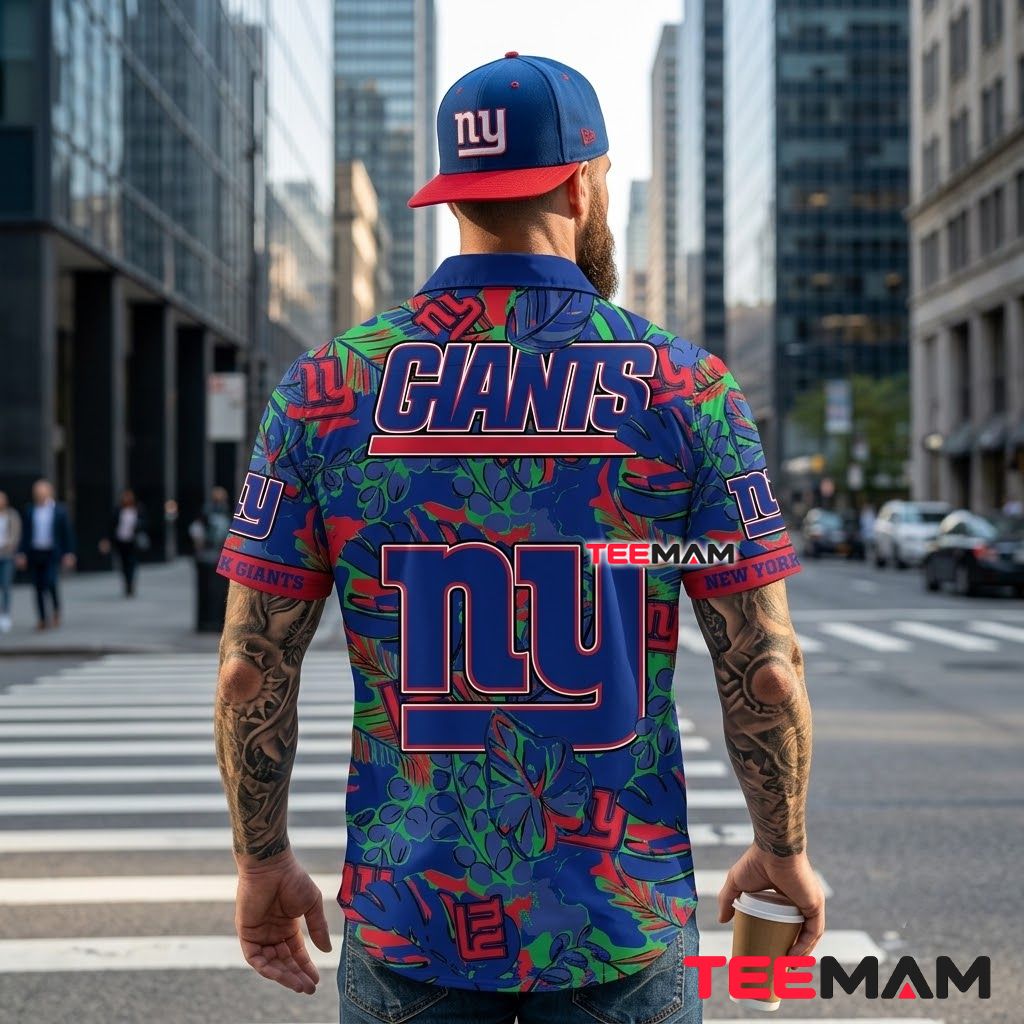 New York Giants Hawaiian Shirt Tropical Floral Version 3 New York Giants Hawaiian Shirt Tropical Floral Version 3