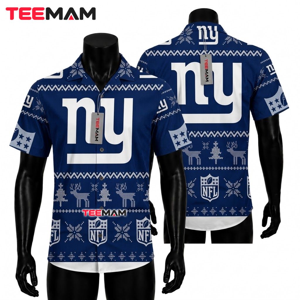New York Giants Hawaiian Shirt Ugly Christmas Front