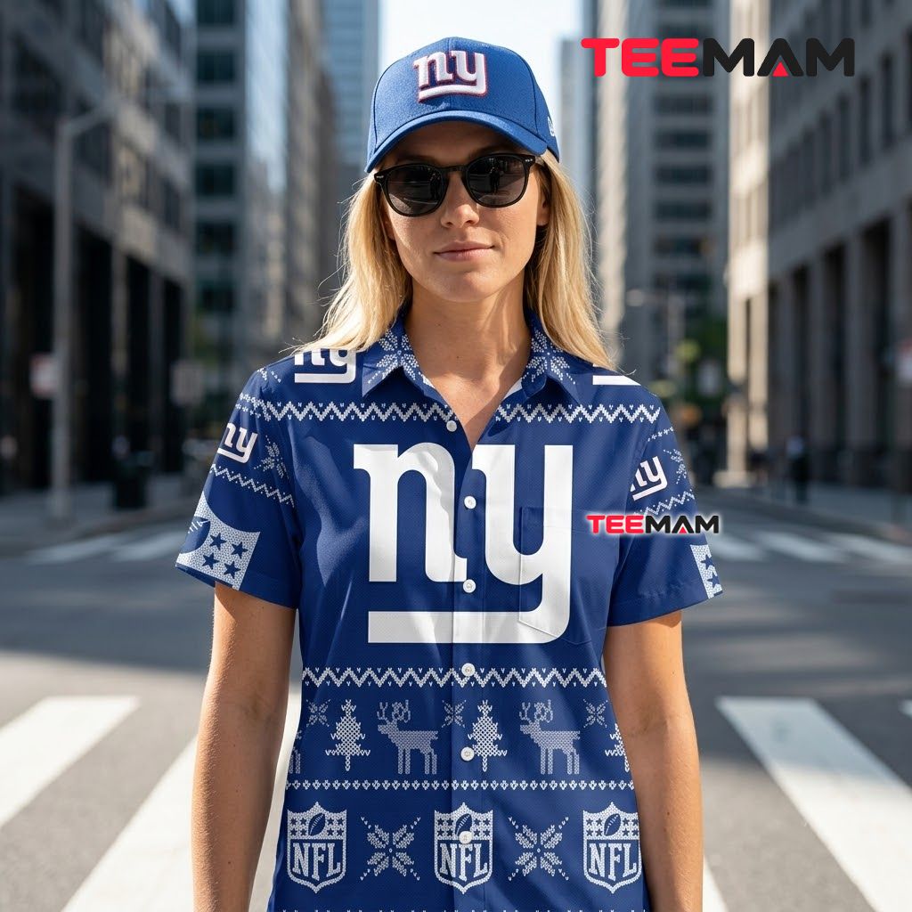 New York Giants Hawaiian Shirt Ugly Christmas Back New York Giants Hawaiian Shirt Ugly Christmas Back