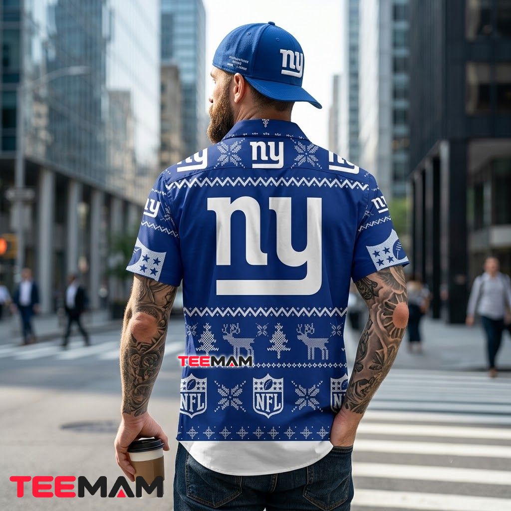 New York Giants Hawaiian Shirt Ugly Christmas Version 3 New York Giants Hawaiian Shirt Ugly Christmas Version 3