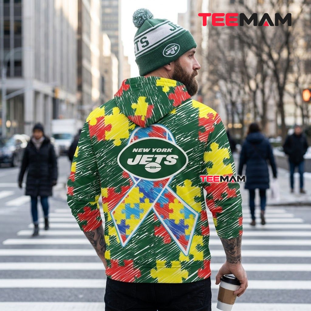 New York Jets 3D Hoodie Autism Awareness Puzzle Ribbon Version 3 New York Jets 3D Hoodie Autism Awareness Puzzle Ribbon Version 3