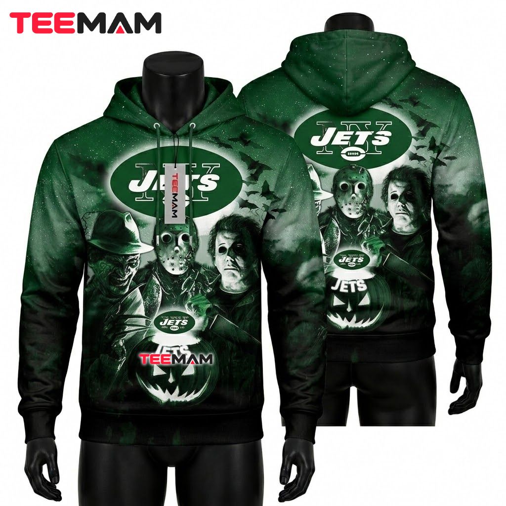 New York Jets 3D Hoodie Horror Villains Halloween Pumpkin Front