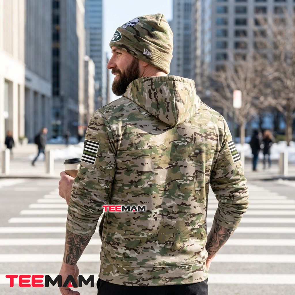 New York Jets 3D Hoodie Military Skull Armor Vest Version 3 New York Jets 3D Hoodie Military Skull Armor Vest Version 3