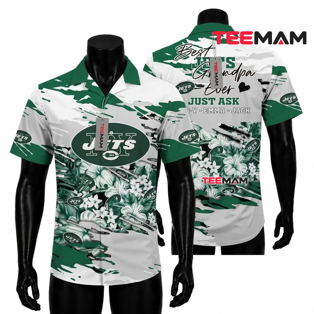 New York Jets Button Up Shirt Custom Best Grandpa Front